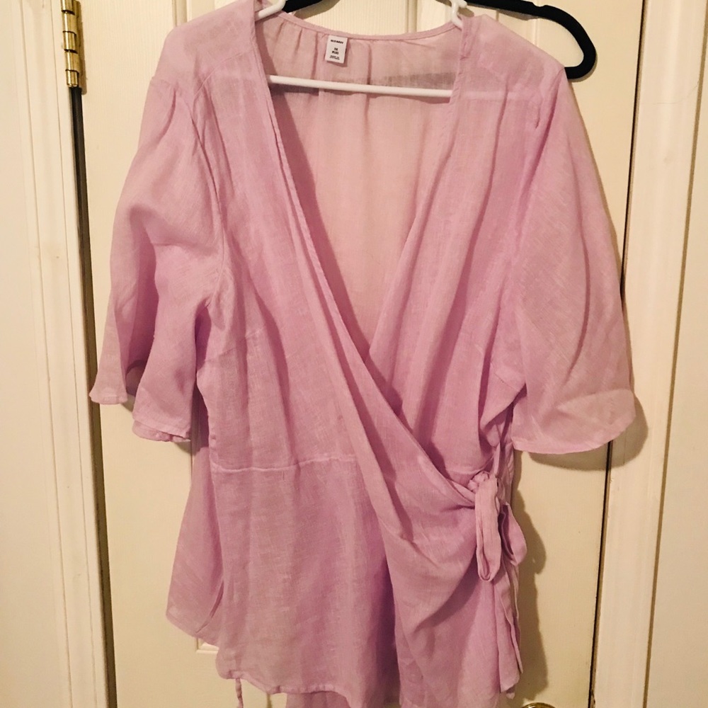 Lavender wrap blouse